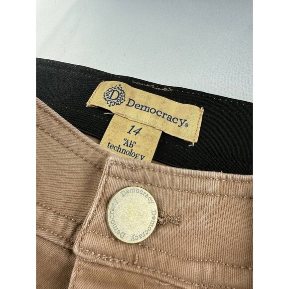 Democracy Ab Technology Jeans Womens 14 Brown Denim Roll Tab Hem Casual Straight - Picture 2 of 5
